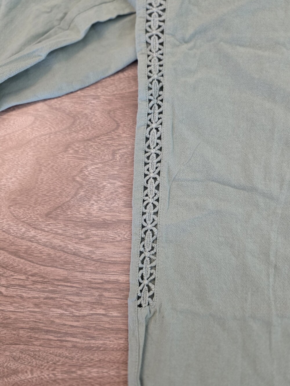 Light Sage Wide-Leg nonfunctional Drawstring Pants Cute Out XLarge Cotton New - Picture 15 of 16